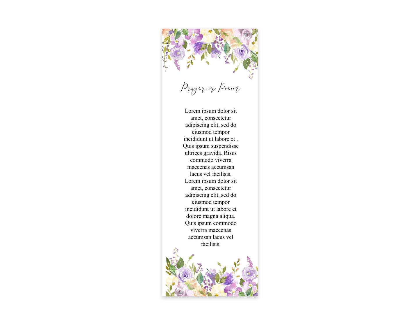 Lilac Funeral Bookmark Keepsake Template - lovingmemoryprints