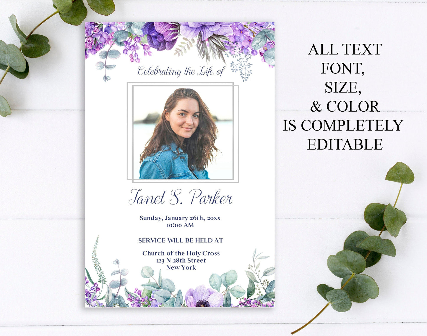 Lilac Funeral Invitation Template - lovingmemoryprints