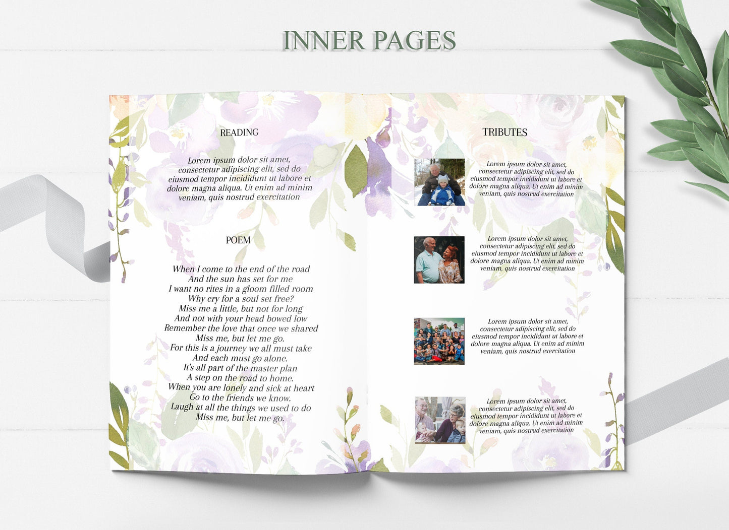 Lilac Funeral Program Template | 8 - Page - lovingmemoryprints