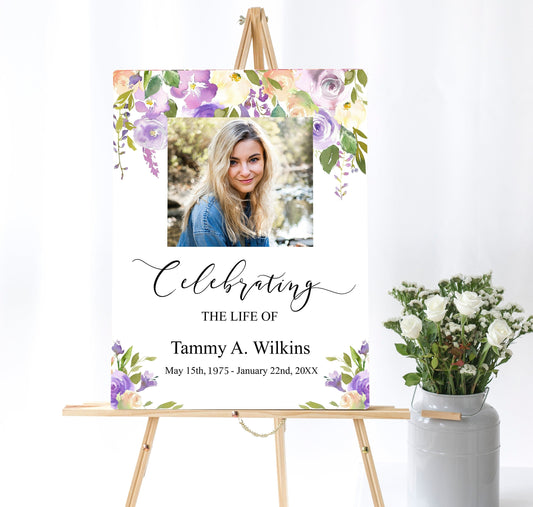 Lilac With Greenery Funeral Photo Display Poster - lovingmemoryprints
