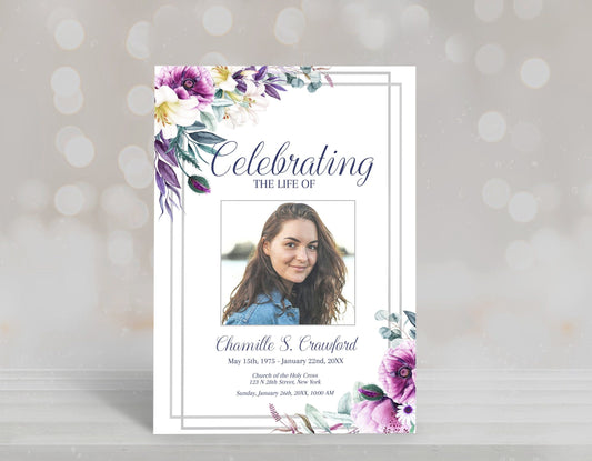 Lily Funeral Invitation Template - lovingmemoryprints