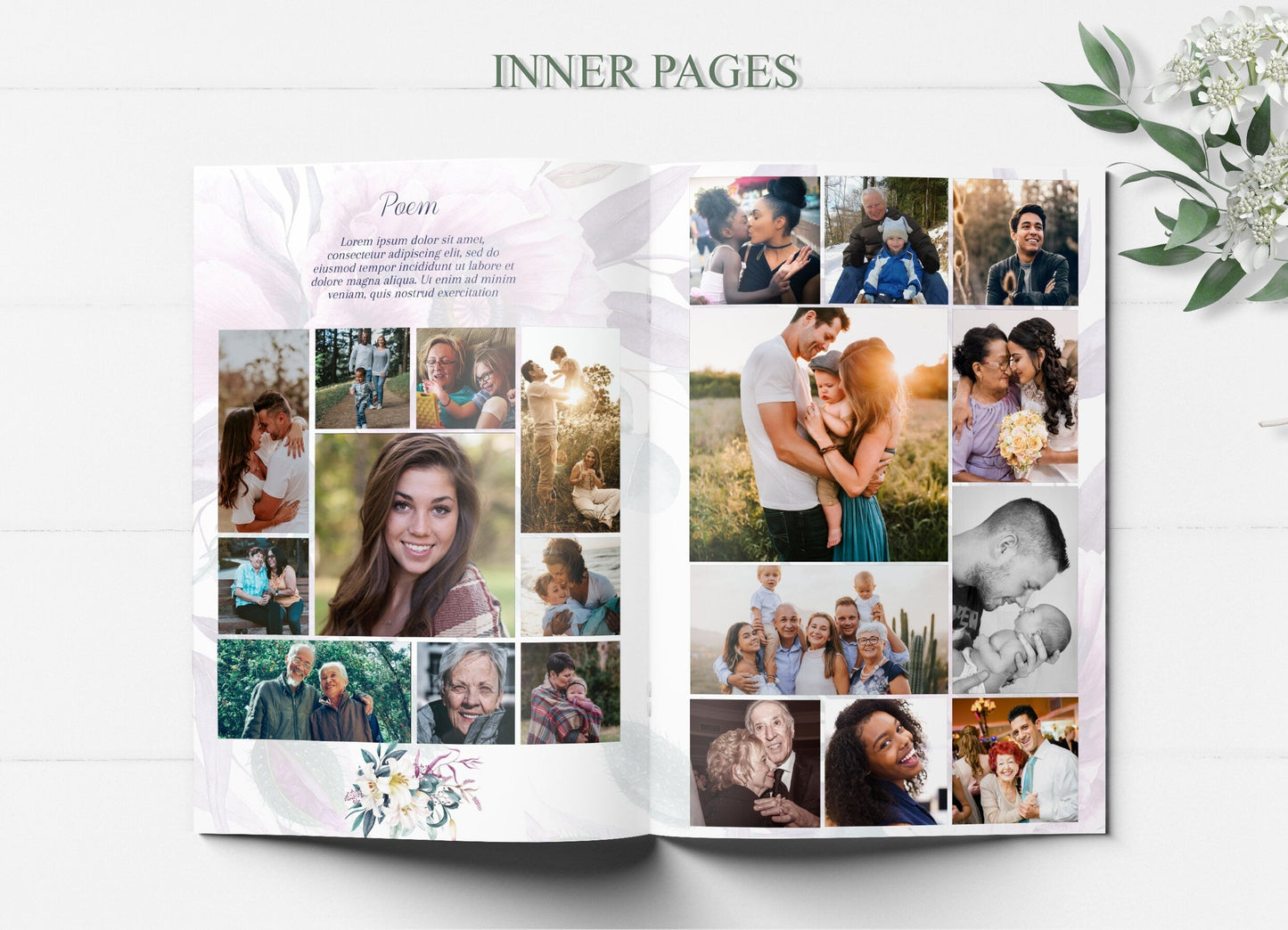 Lily & Purple Floral Funeral Program Template - 8 Page - lovingmemoryprints