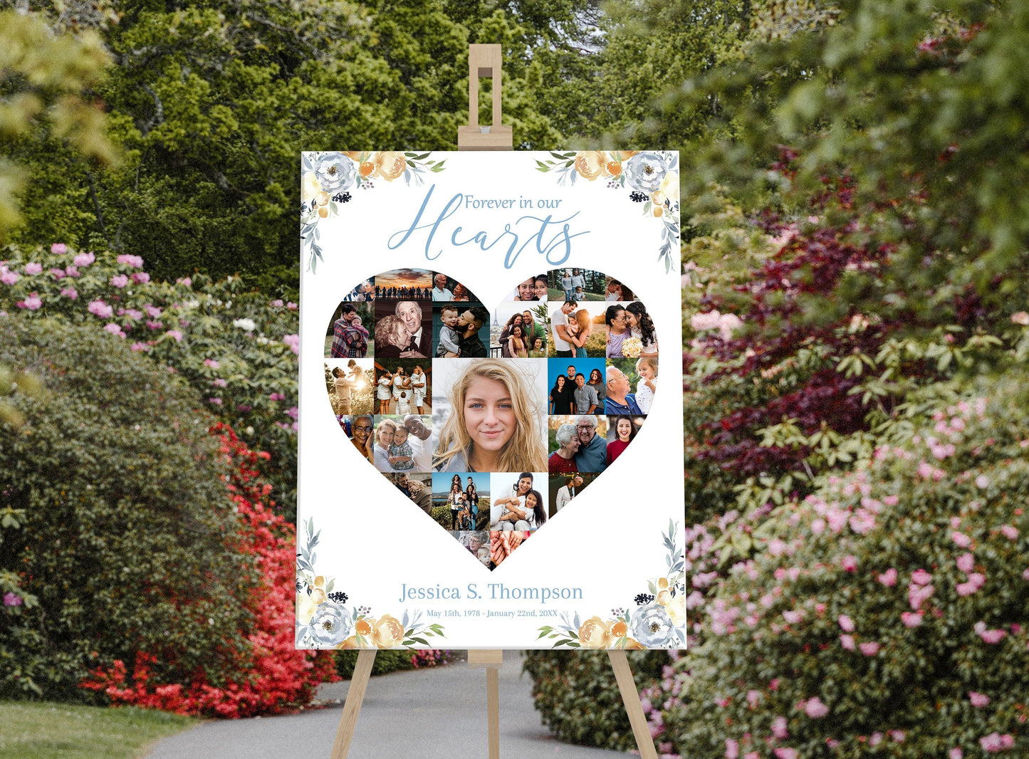Memorial Poster Heart Collage Template - lovingmemoryprints