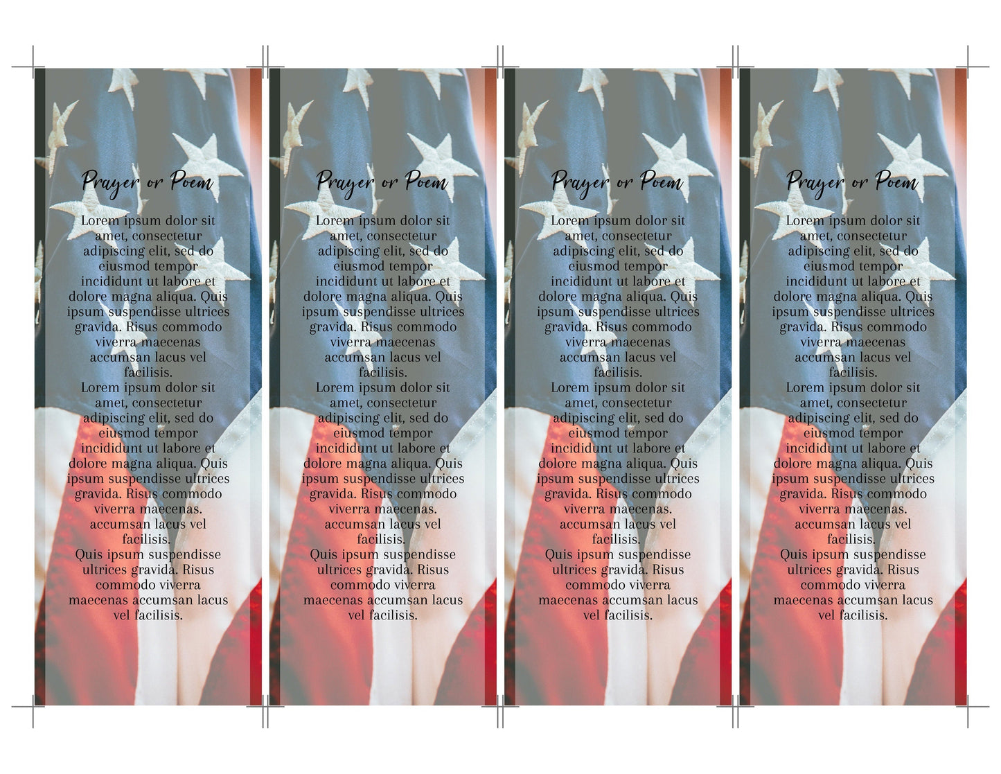 Military Funeral Bookmark Keepsakes - lovingmemoryprints