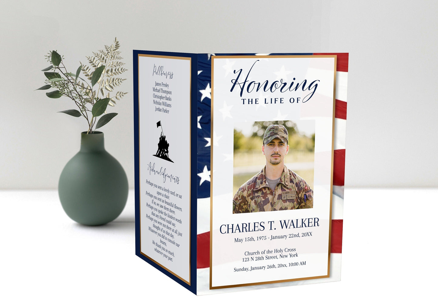 Military Funeral Program Templates - 4 Page - lovingmemoryprints