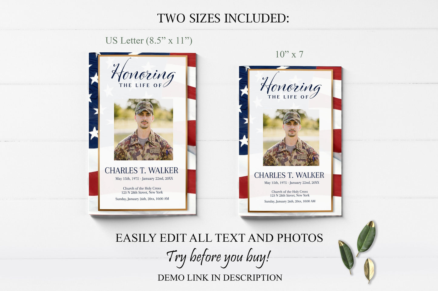 Military Funeral Program Templates - 4 Page - lovingmemoryprints