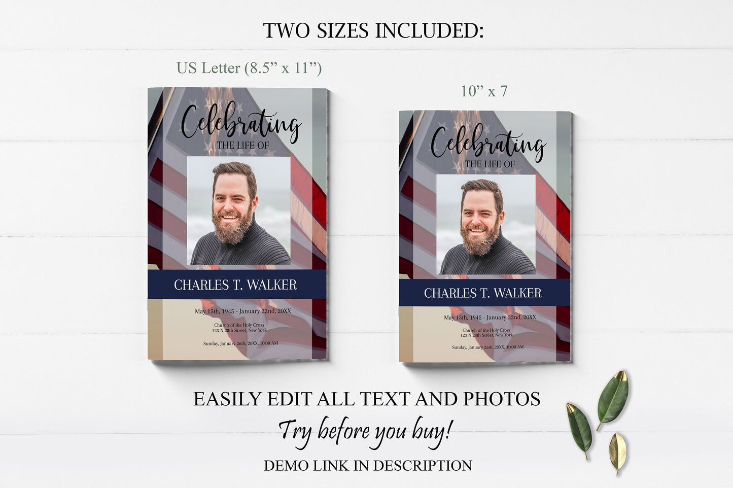 Military Service Funeral Program Template For Veteran - 4 Page - lovingmemoryprints
