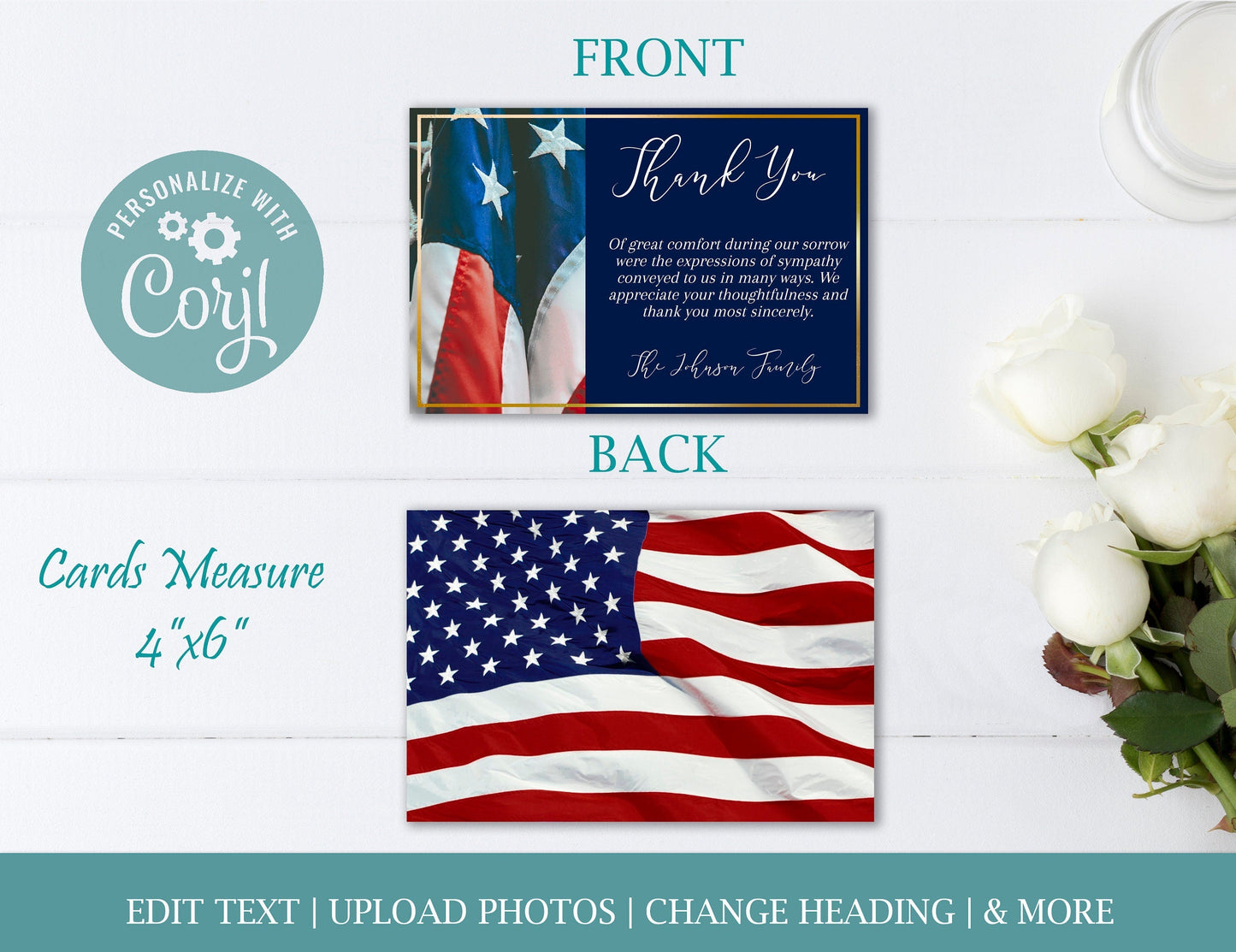 Military Service Funeral Thank You Cards Template - lovingmemoryprints