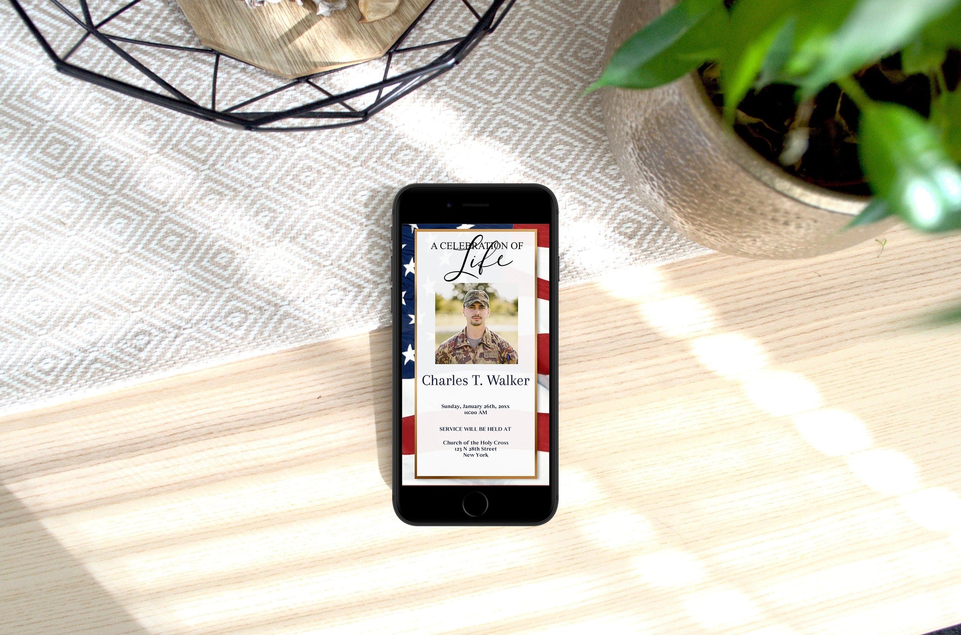 Military Style Funeral Announcement Template - Digital & Physical - lovingmemoryprints