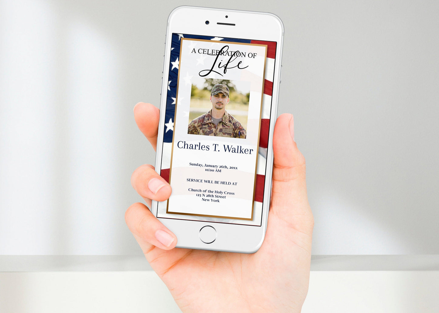 Military Style Funeral Announcement Template - Digital & Physical - lovingmemoryprints