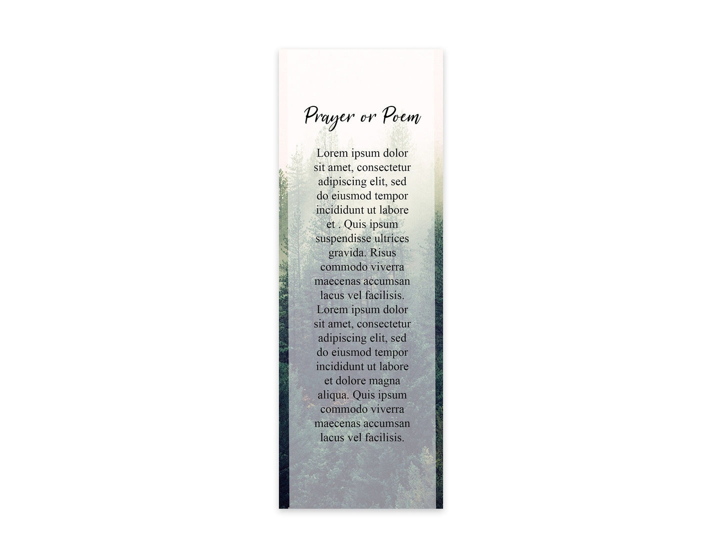 Misty Forest Theme Memorial Bookmarks Template - lovingmemoryprints
