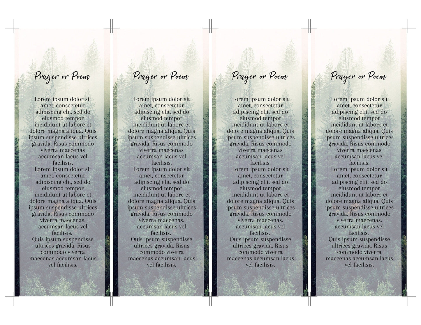 Misty Forest Theme Memorial Bookmarks Template - lovingmemoryprints