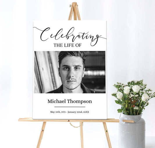Modern Funeral Poster / Memory Board Template - lovingmemoryprints