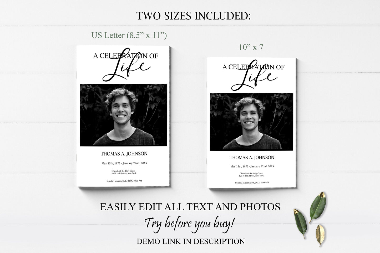 Modern Funeral Program Template - 4 Page - lovingmemoryprints