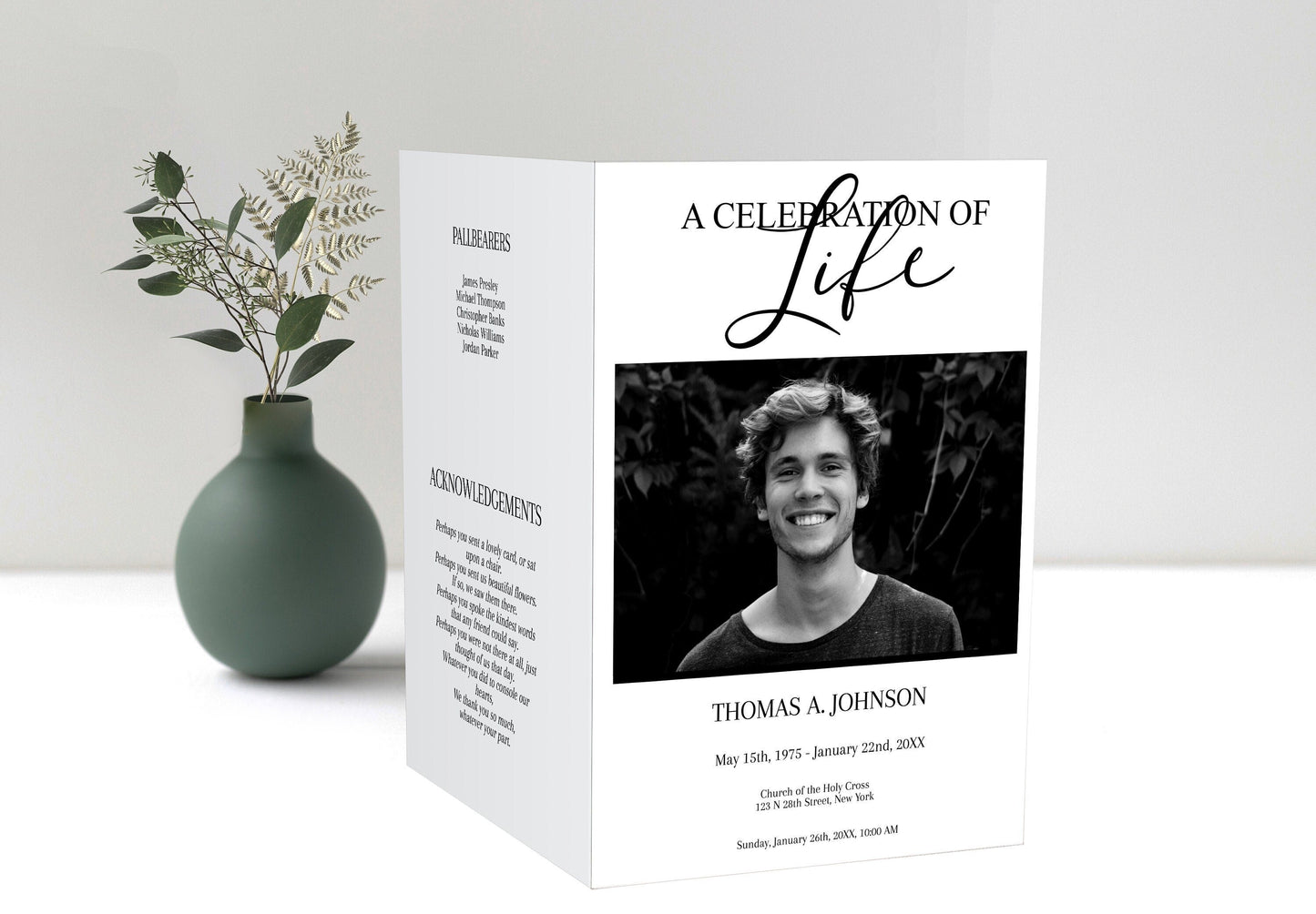 Modern Funeral Program Template - 4 Page - lovingmemoryprints