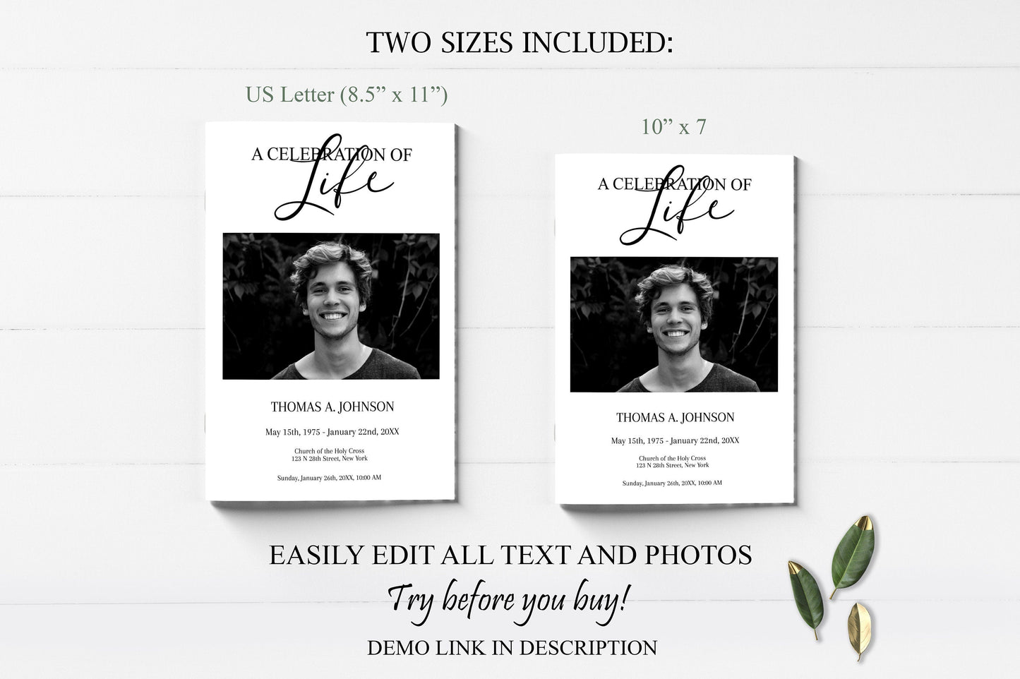 Modern Funeral Program Template 8 Page - lovingmemoryprints