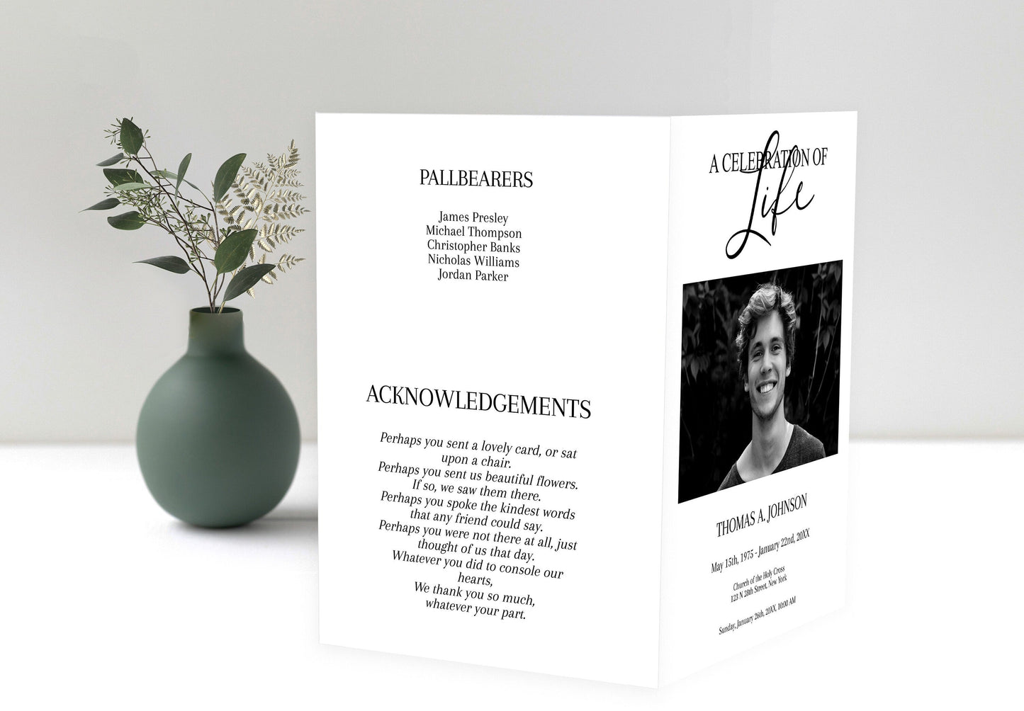 Modern Funeral Program Template 8 Page - lovingmemoryprints