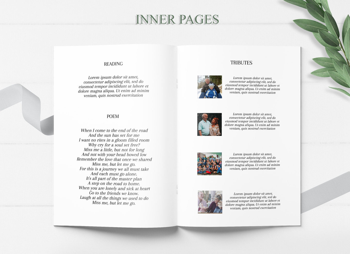 Modern Funeral Template Program 8 Page - lovingmemoryprints