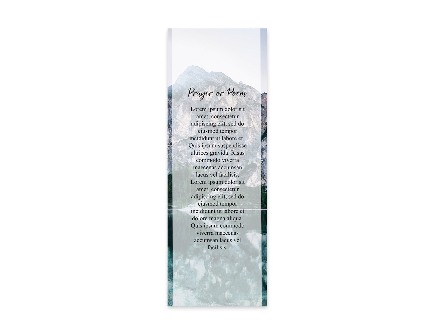 Mountain Lake Front Theme Memorial Bookmarks Template - lovingmemoryprints