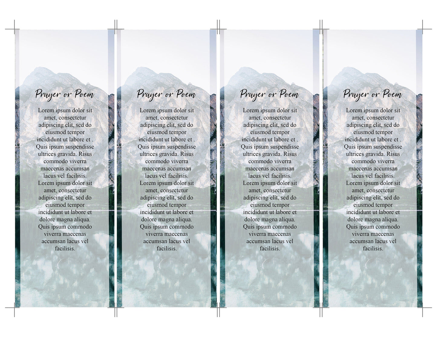 Mountain Lake Front Theme Memorial Bookmarks Template - lovingmemoryprints