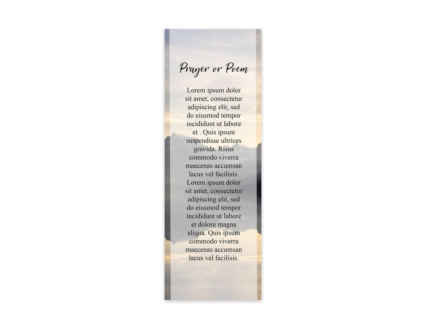 Mountain Lake Funeal Bookmark Template Keepsake - lovingmemoryprints