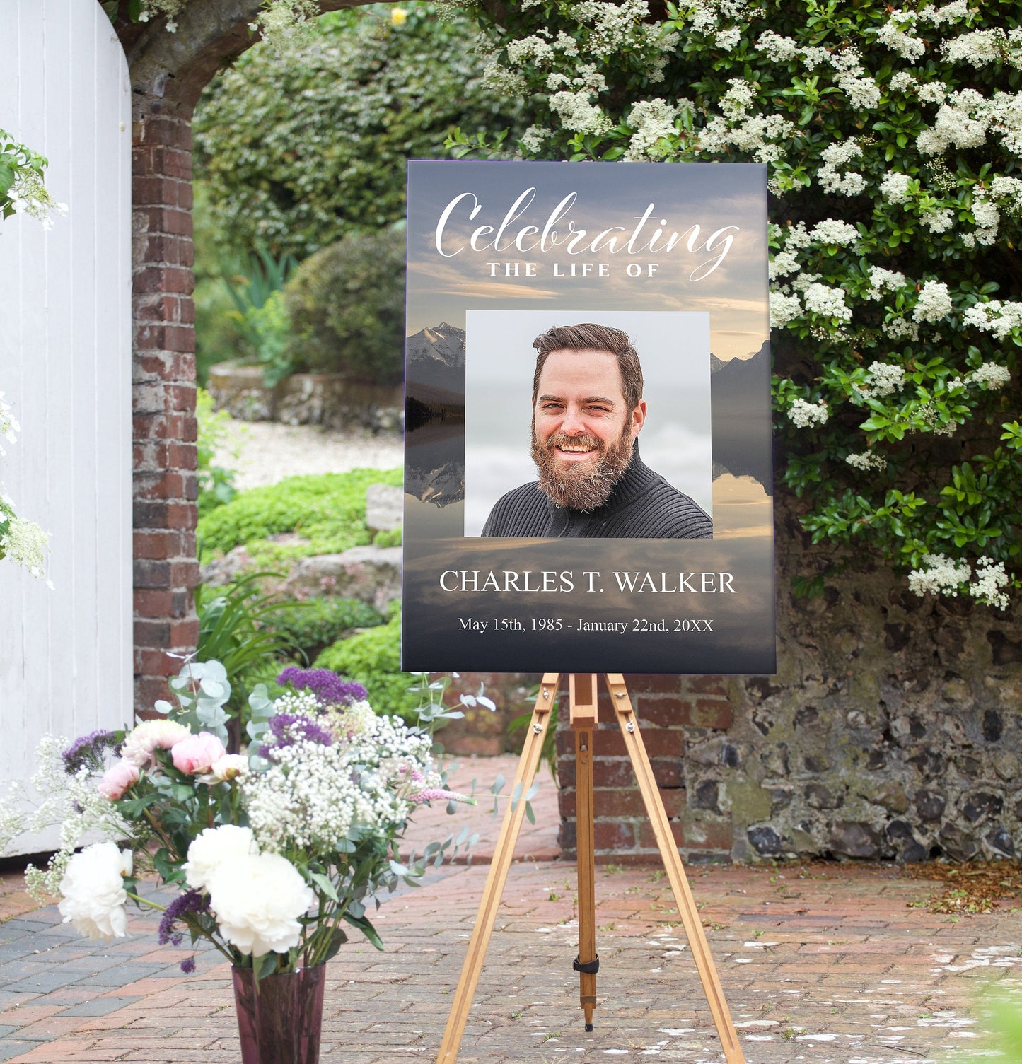 Mountain - Lake Theme Funeral Service Poster Display Sign - lovingmemoryprints