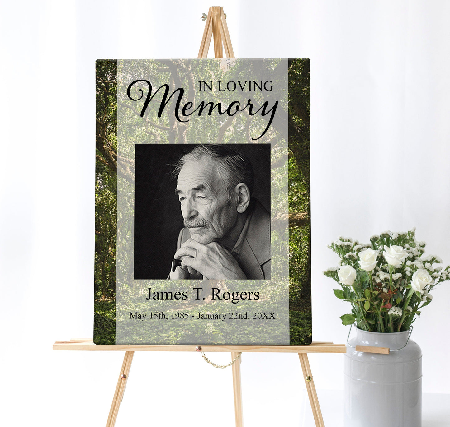 Nature - Forest Theme Funeral Photo Display Poster Template - lovingmemoryprints
