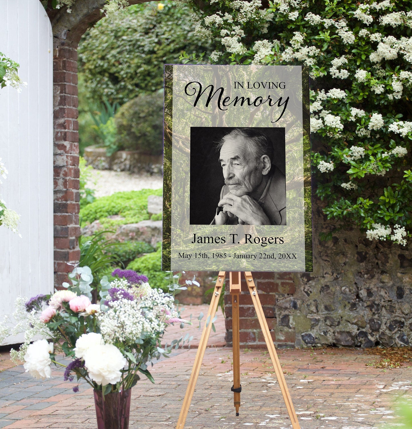 Nature - Forest Theme Funeral Photo Display Poster Template - lovingmemoryprints