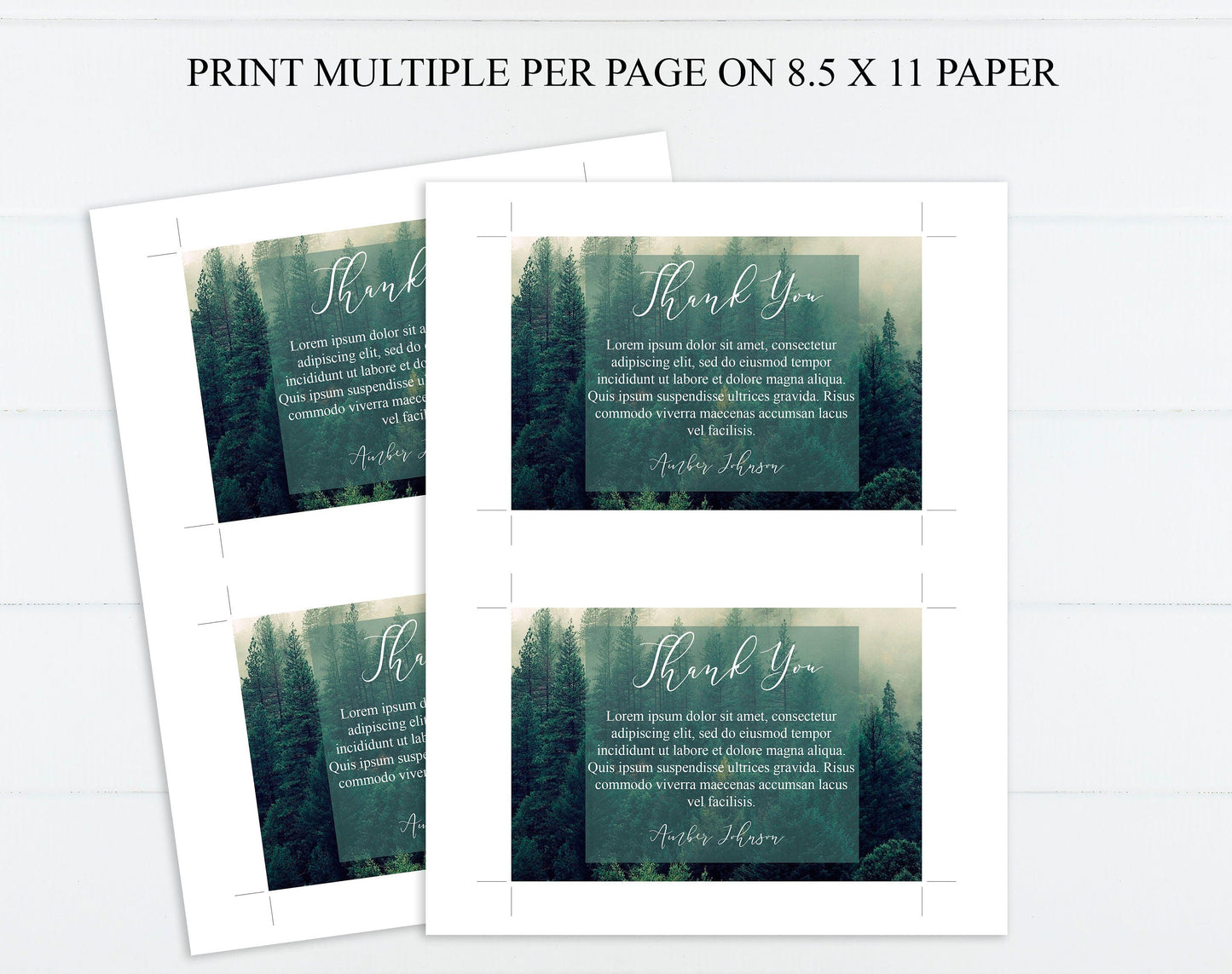 Nature Theme Funeral Thank You Cards Template - lovingmemoryprints