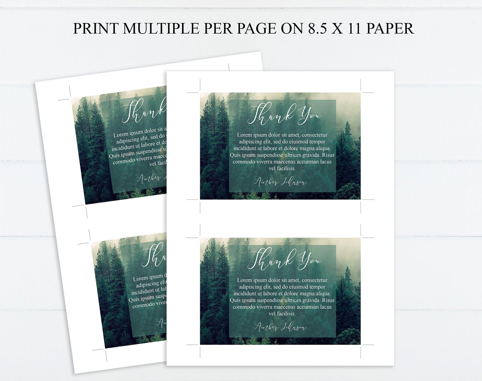 Nature Theme Funeral Thank You Cards Template - lovingmemoryprints
