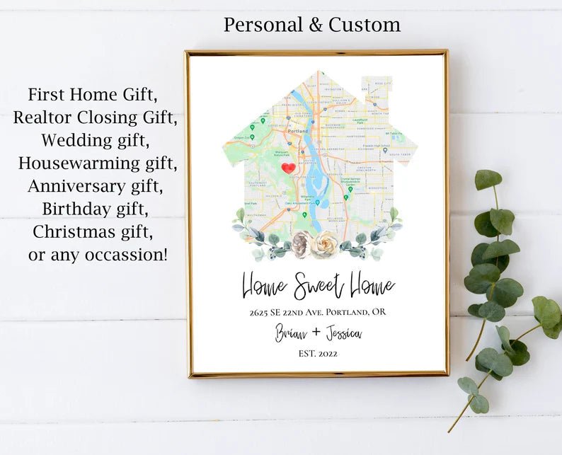 New House Map Gift - Perfect for Realtor - lovingmemoryprints
