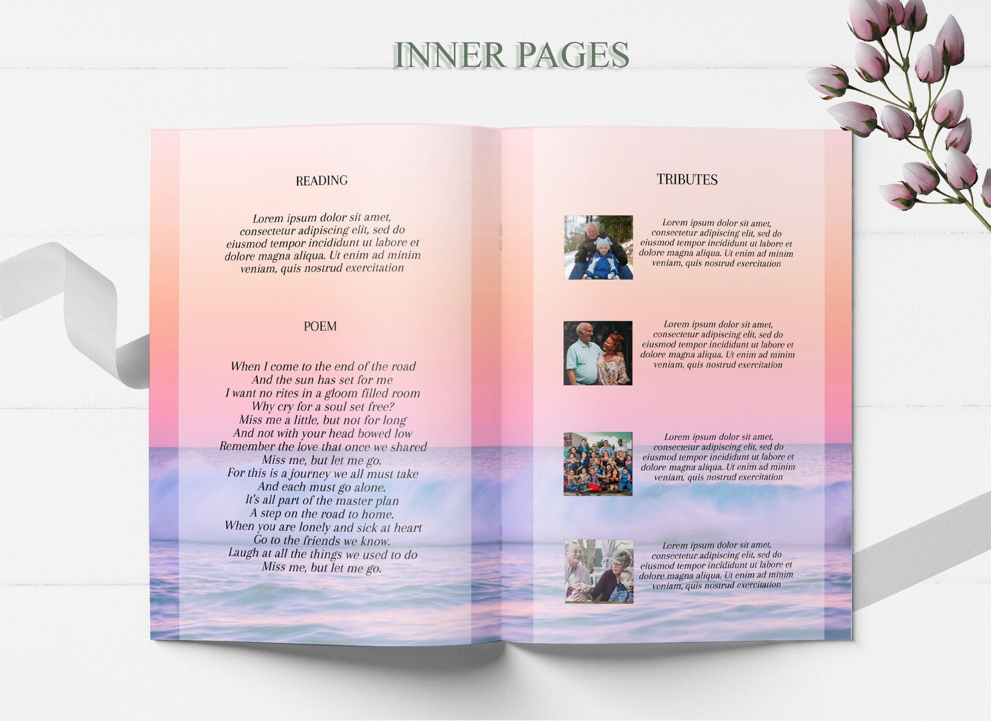 Ocean Sunset Funeral Program Template - 8 page - lovingmemoryprints