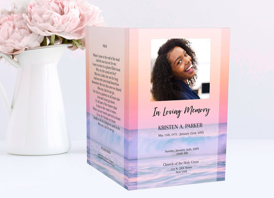Ocean Sunset Funeral Program Template for Woman | Obituary Template | Celebration of Life Program | Memorial Program Template | A108 - lovingmemoryprints