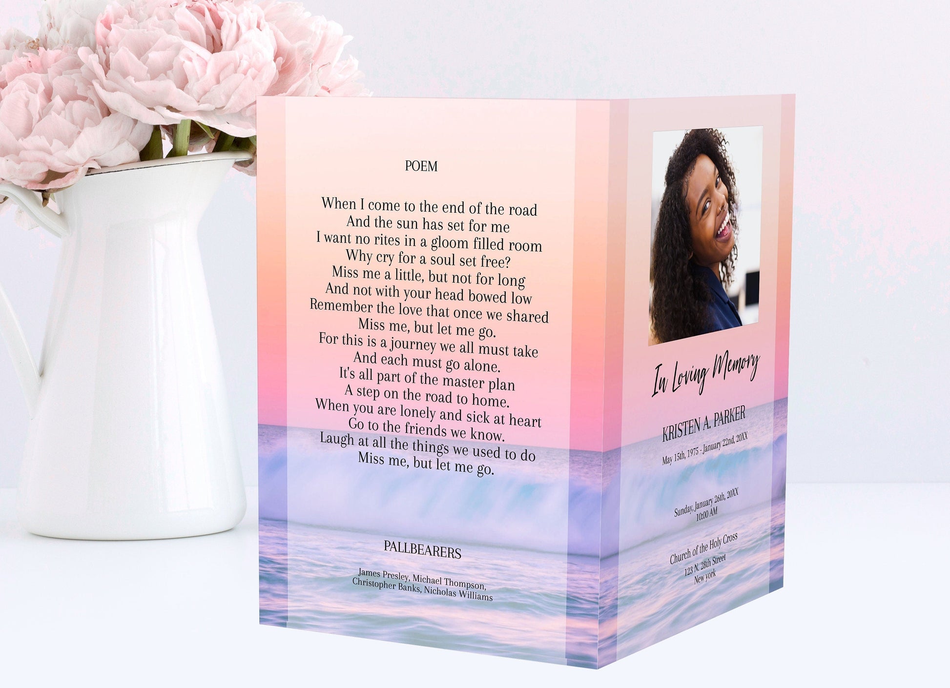 Ocean Sunset Funeral Program Template for Woman | Obituary Template | Celebration of Life Program | Memorial Program Template | A108 - lovingmemoryprints