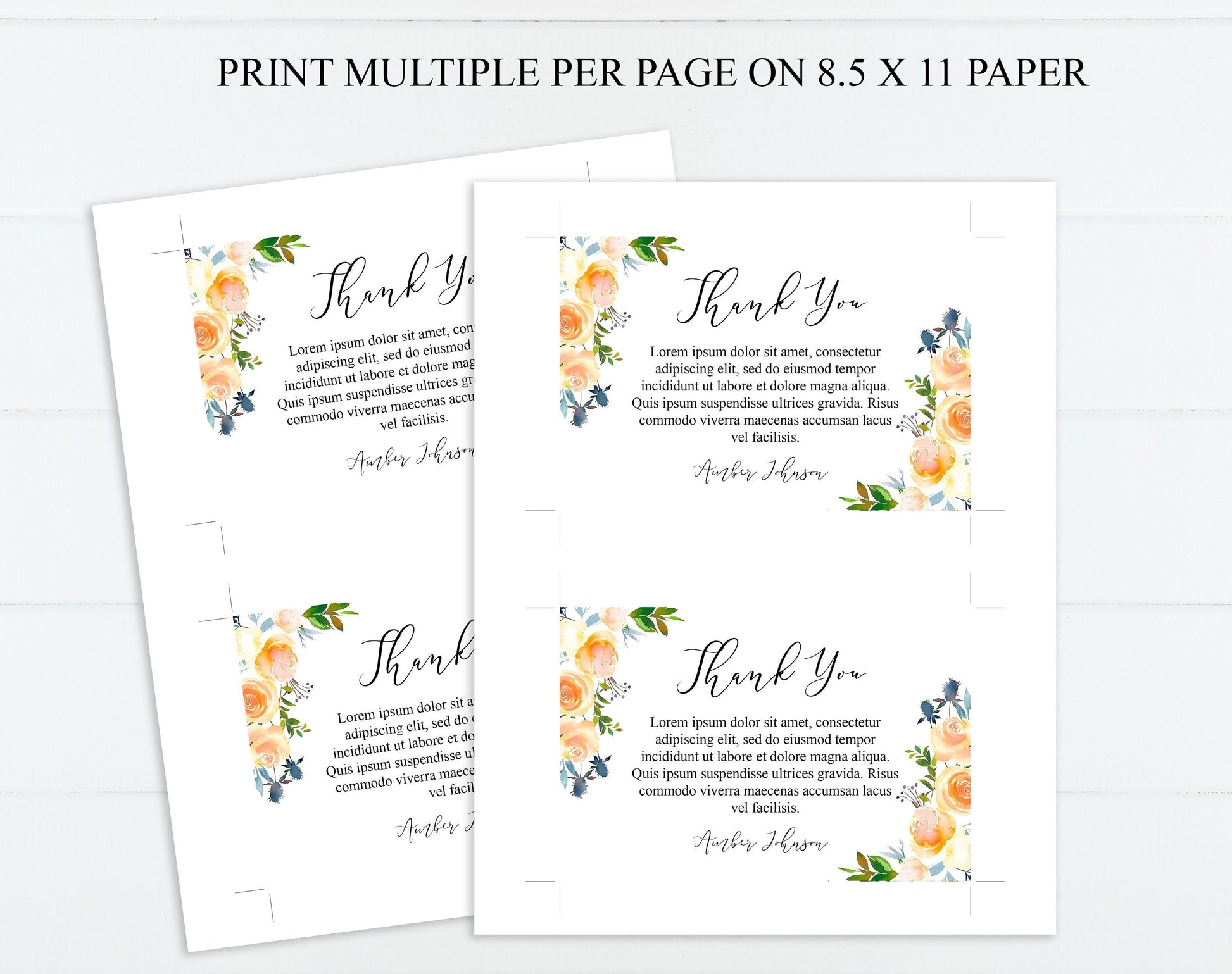 Peach Rose Funeral Thank You Cards Template - lovingmemoryprints