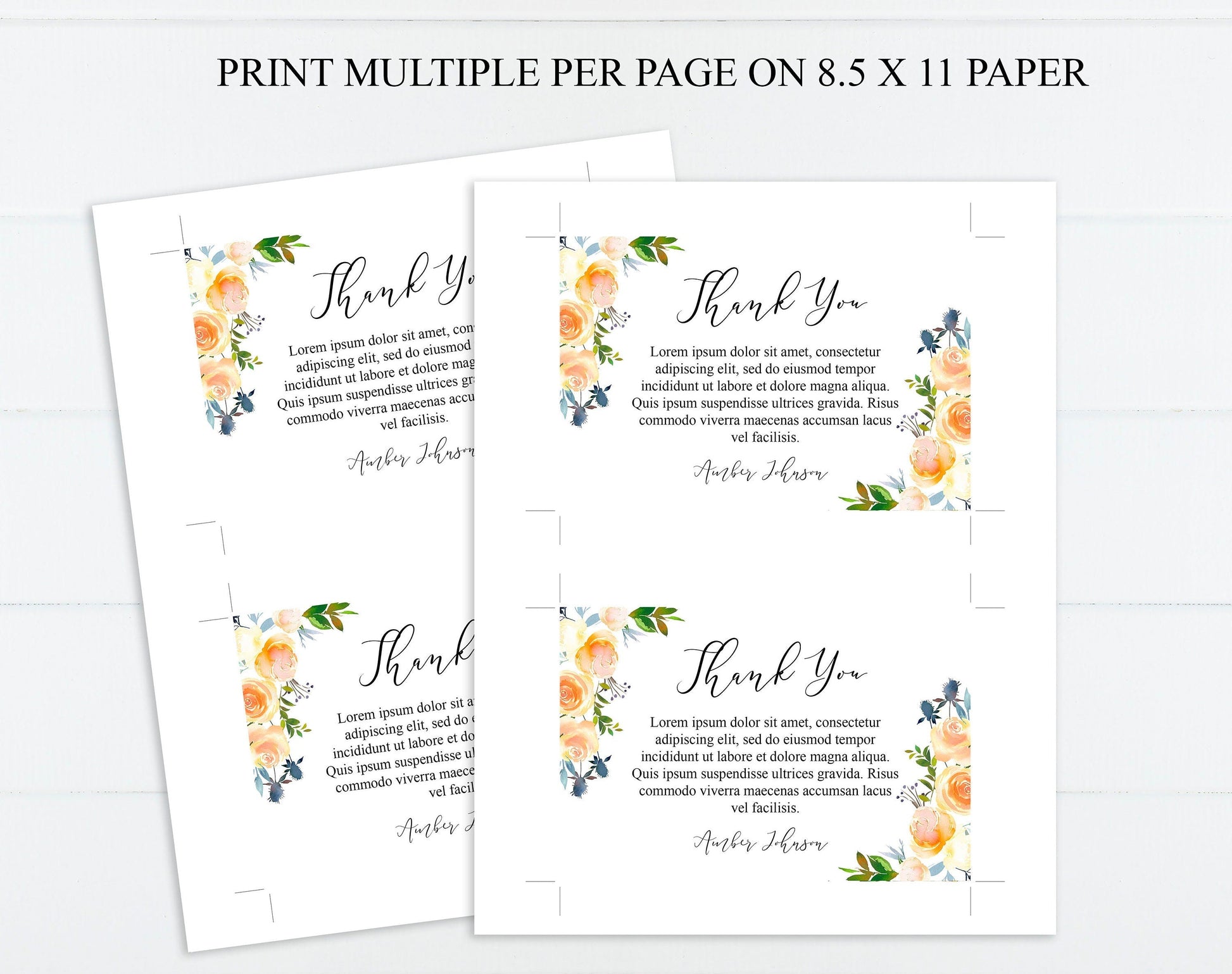 Peach Rose Funeral Thank You Cards Template - lovingmemoryprints
