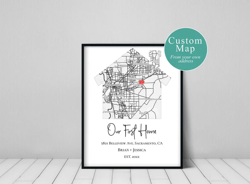 Personalized Realtor Gift New House Map - lovingmemoryprints