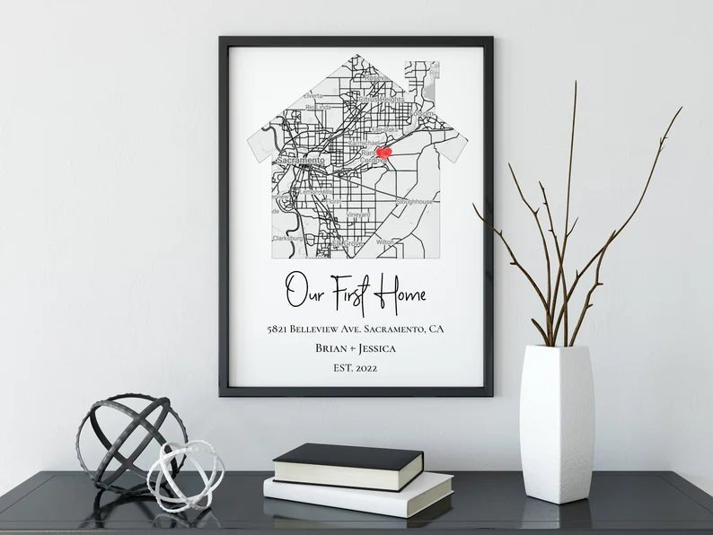 Personalized Realtor Gift New House Map - lovingmemoryprints