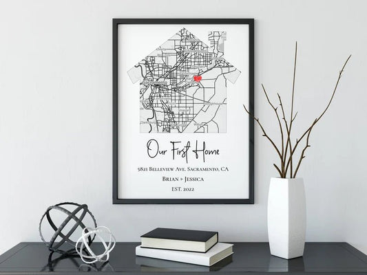 Personalized Realtor Gift New House Map - lovingmemoryprints