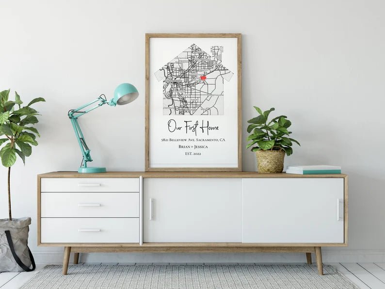Personalized Realtor Gift New House Map - lovingmemoryprints