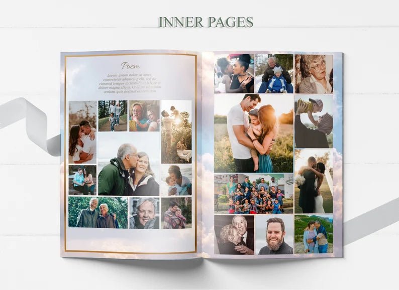 Pink Heavenly Cloud Funeral Program Template - 8 Page - lovingmemoryprints