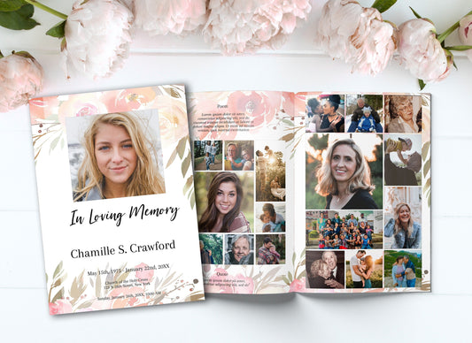 Pink Theme Funeral Program Template - 4 Page - lovingmemoryprints