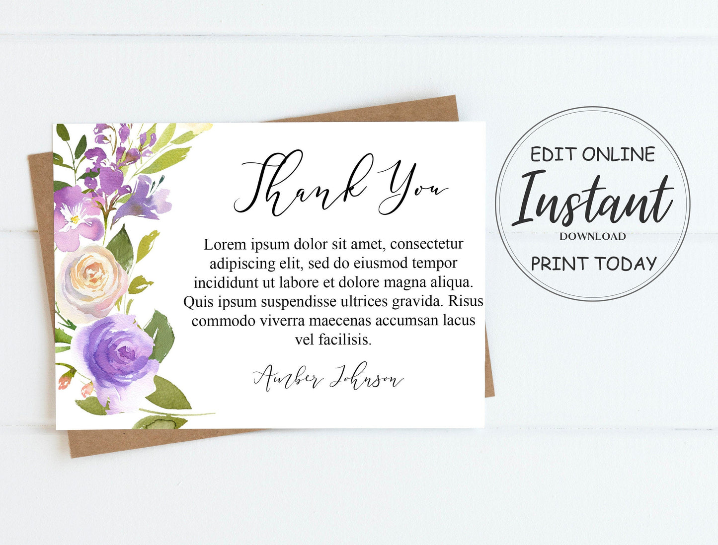 Pink & White Floral Funeral Thank You Cards Template - lovingmemoryprints
