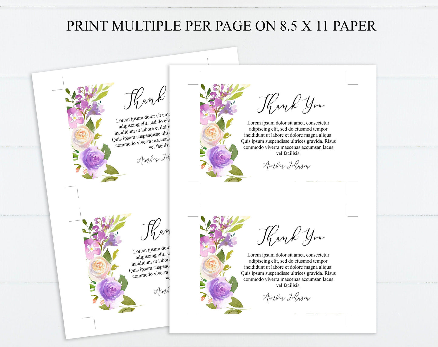 Pink & White Floral Funeral Thank You Cards Template - lovingmemoryprints