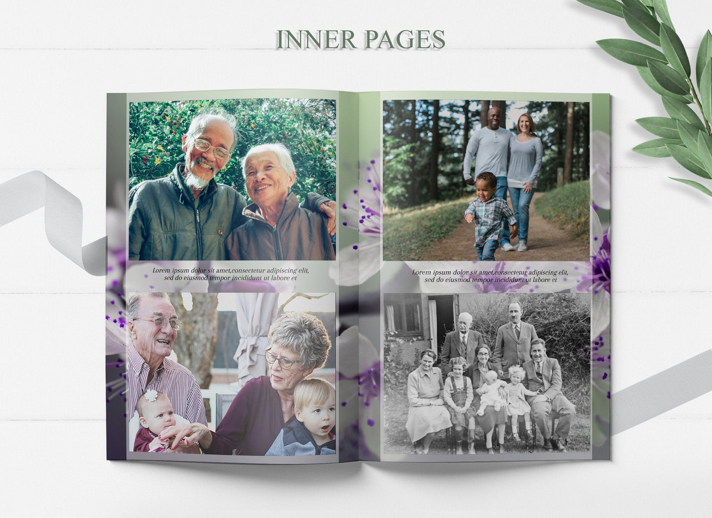 Purple Flower Funeral Program Template | 8 - Page - lovingmemoryprints