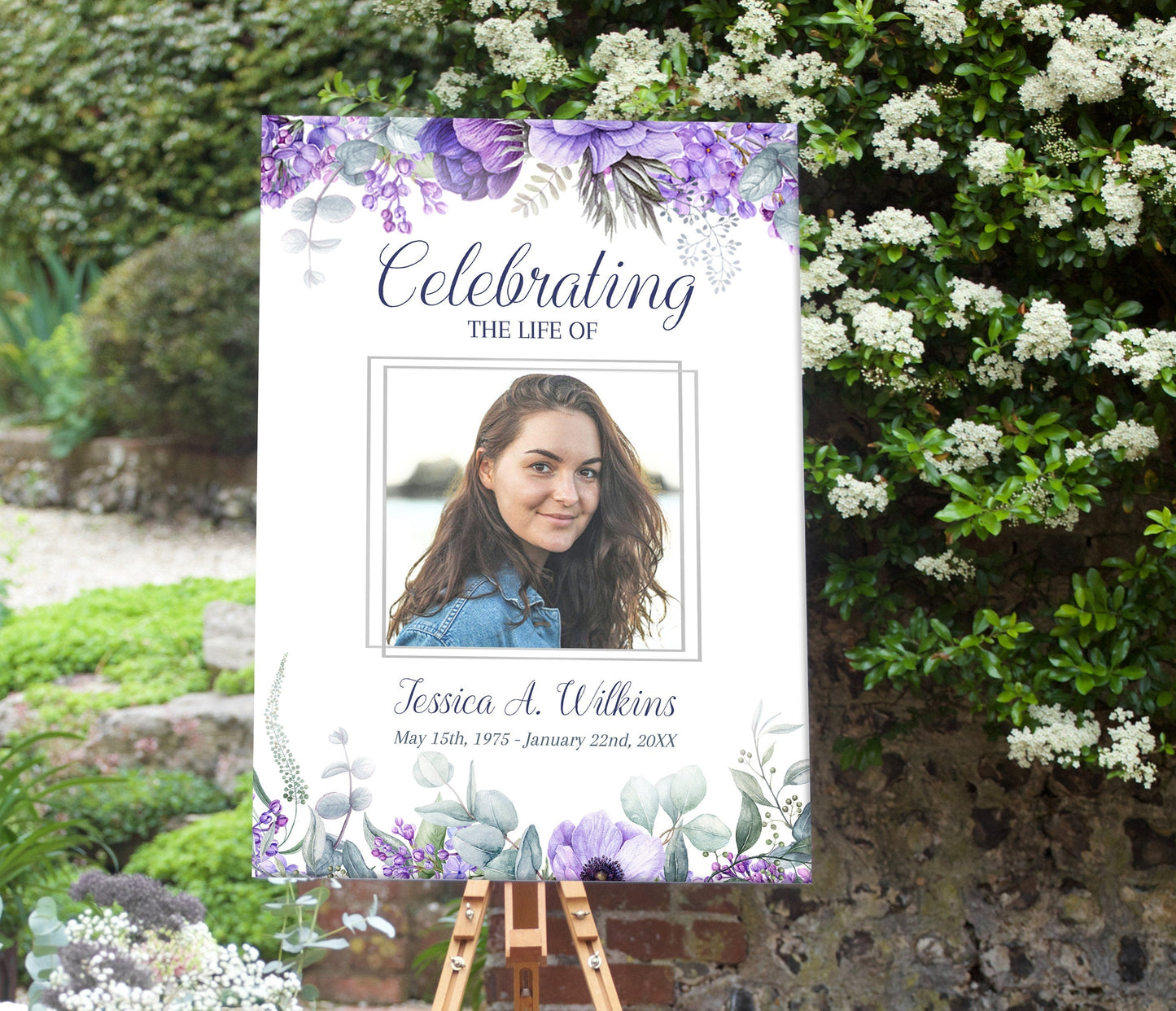 Purple Funeral Poster Template - lovingmemoryprints