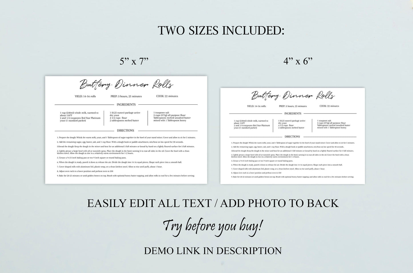 Recipe Book Template | Simple Recipe Card Template - lovingmemoryprints