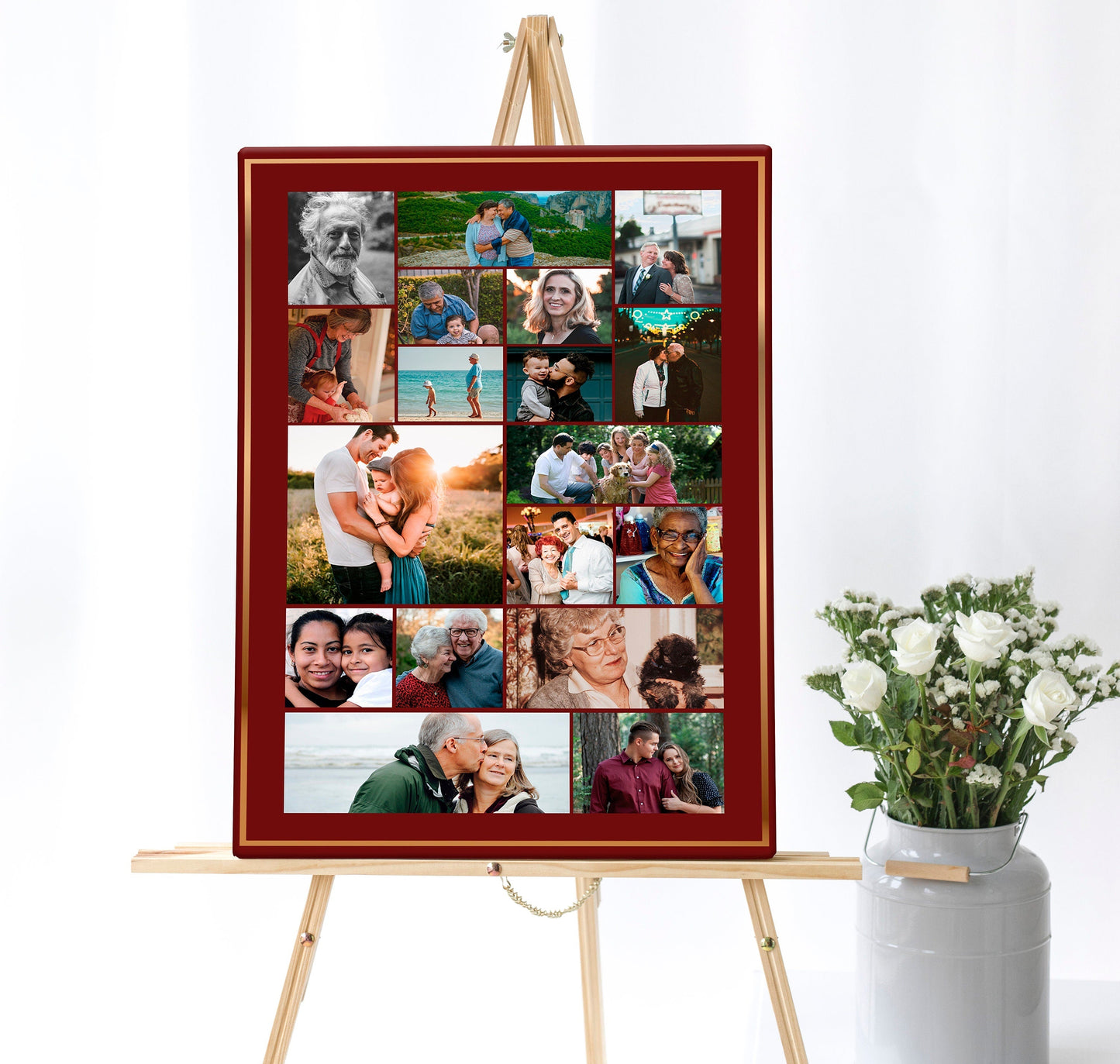 Red & Gold Design Funeral Poster Photo Display - Set of 3 - lovingmemoryprints