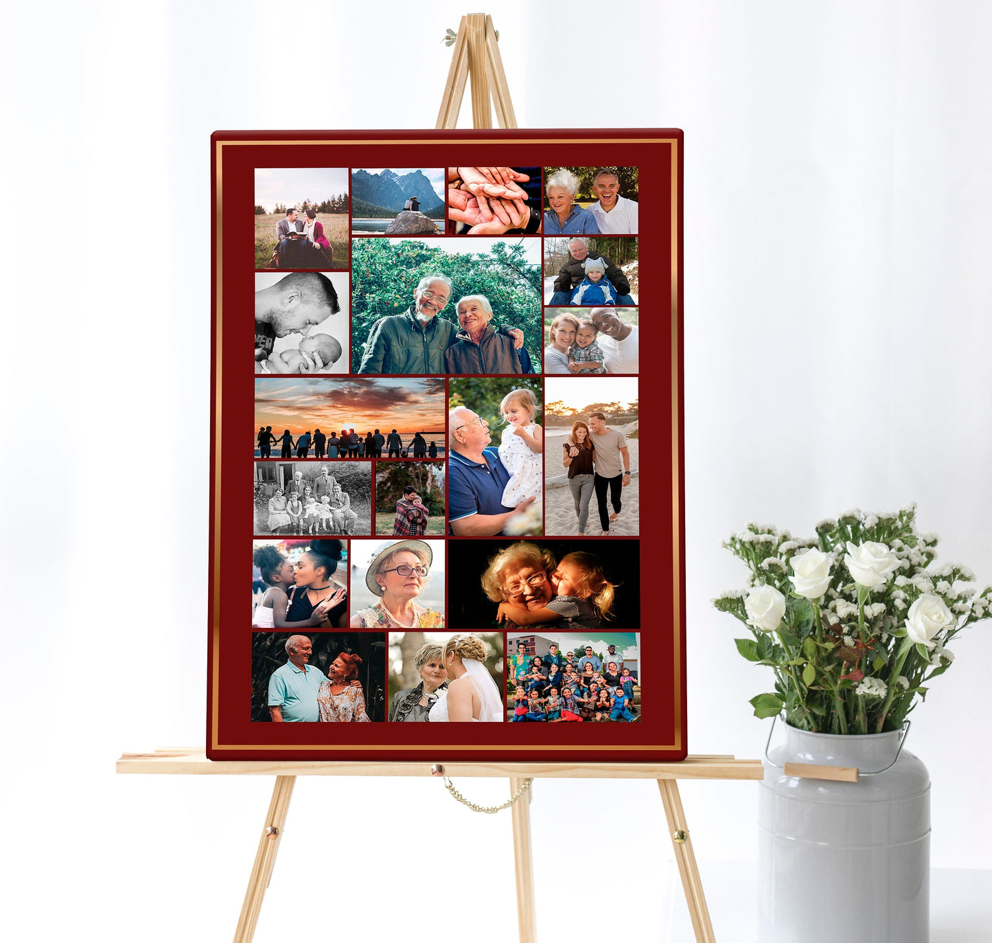 Red & Gold Design Funeral Poster Photo Display - Set of 3 - lovingmemoryprints