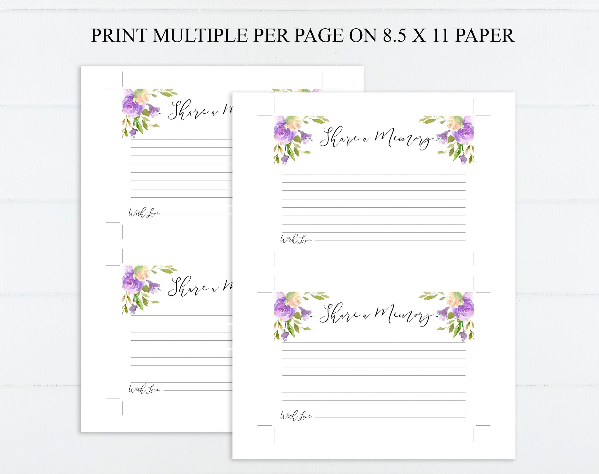 Share a Memory Sign and Cards for Funeral | Memorial Keepsake | Celebration of Life Favors | A105 - lovingmemoryprints